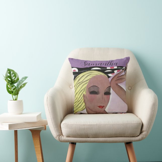 Vacker Blonde Dam (Personalize) Kudde (Stol)