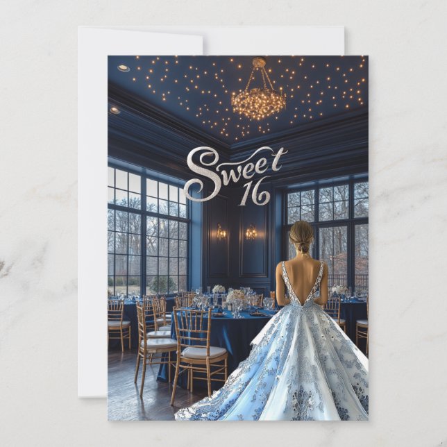 Vacker Blue Ballroom Inbjudningar (Framsida)