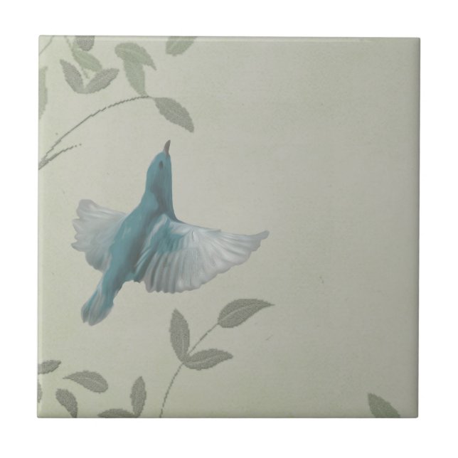 Vacker Blue Bird Kakelplatta (Framsidan)