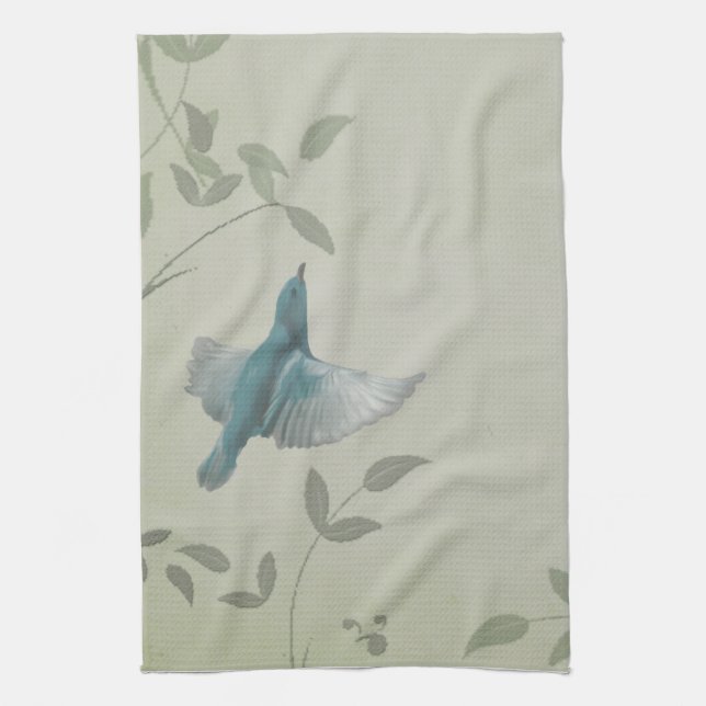 Vacker Blue Bird Kökshandduk (Vertikal)