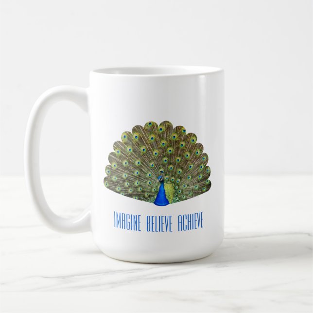 Vacker Blue Bird Peacock Kaffemugg (Vänster)