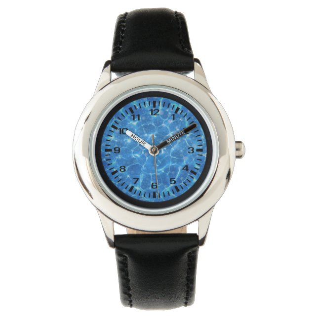 Vacker Blue Clock Ansikte Mönster Armbandsur (Framsida)
