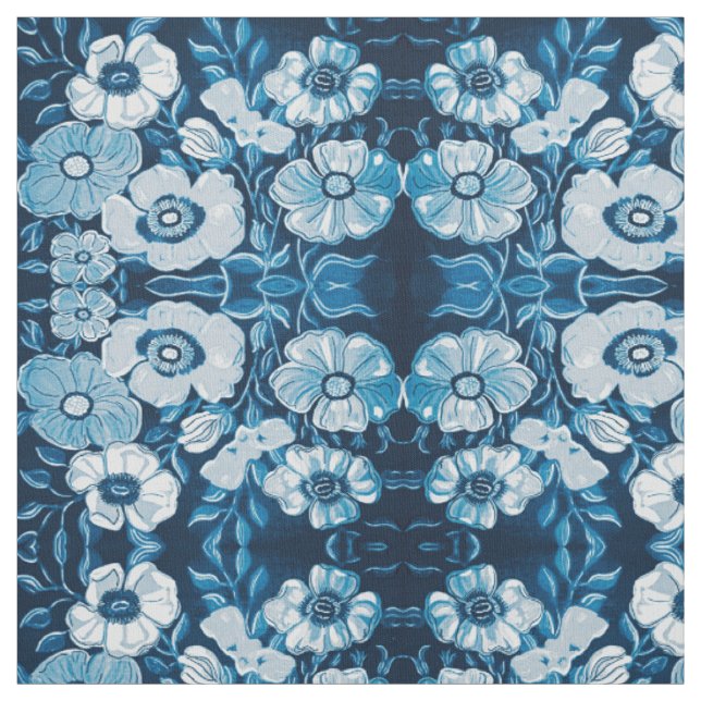 Vacker Blue Fabric Tyg (Provkarta)