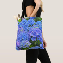 Vacker Blue Hydrangea Flowers Garden Tote