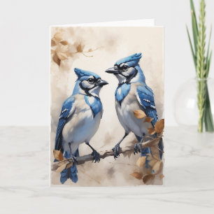 Vacker Blue Jays Sitta på Träd Limb Blank Kort
