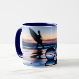 Vacker Blue Surfer Lensball Sunset Mugg