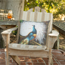 Vacker Blue White Feather Peacock Bird Patio