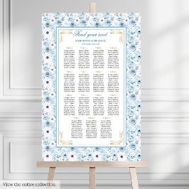 Vacker Bohemian Pastel Blue Guld Sittdiagram Poster