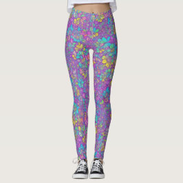 Vacker bohemisk färgrik vildblomma blommönster leggings