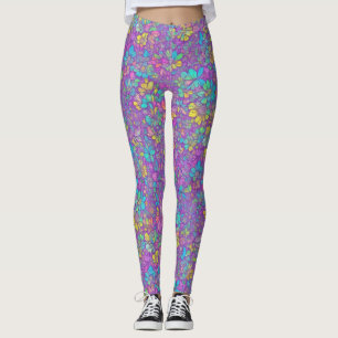 Vacker bohemisk färgrik vildblomma blommönster leggings