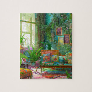 vacker bohemisk vardagsrum Puzzle Pussel