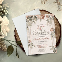 Vacker Boho Blommig 40-årsdag eller Anpassad Ålder