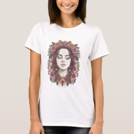 Vacker Boho Blommig Flick-T-Shirt T Shirt