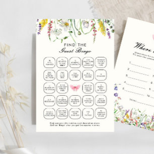 Vacker Boho Blommig Hitta Gäst-Bingo Spel