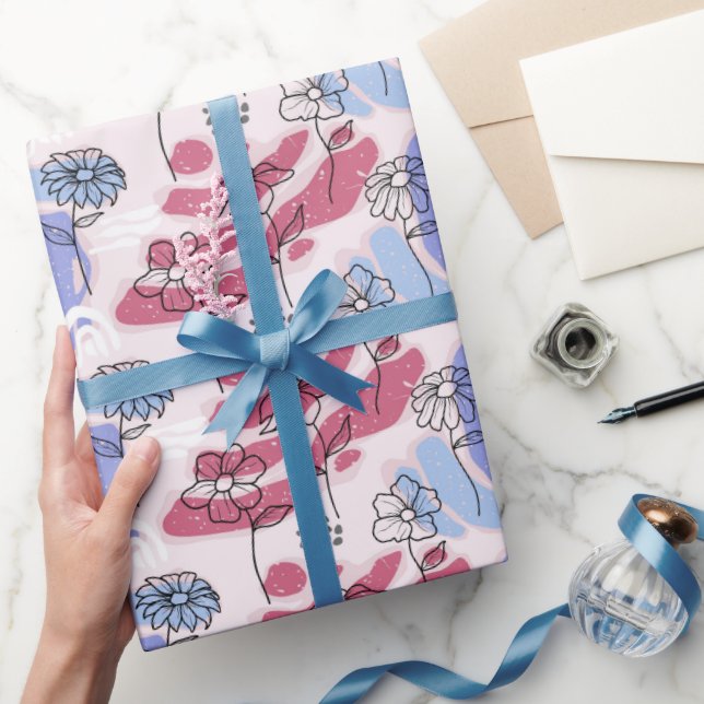 Vacker Boho Blommig Presentationspapper Presentpapper (Gifting)