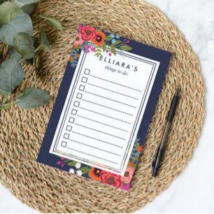 Vacker Boho Bouquet - Anpassat namn att göra-lista Post-it Block