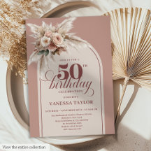 Vacker Boho Dammtrosa Pampas Blommig Femtio 50-års