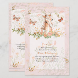 Vacker Boho Enhörning Babyflicka Shower Inbjudan