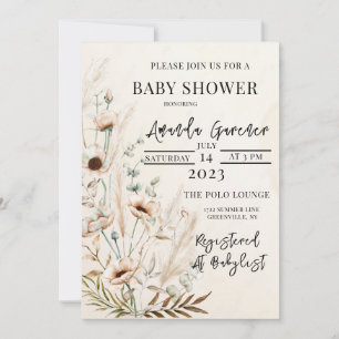 Vacker Boho Flower Baby Shower-inbjudan Meddelande
