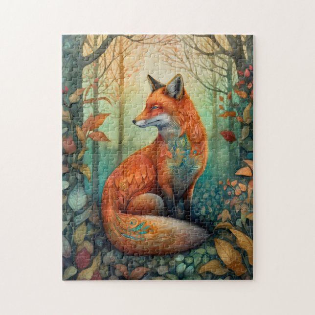 Vacker Boho Forest Animal/Fox Pussel (Vertikal)
