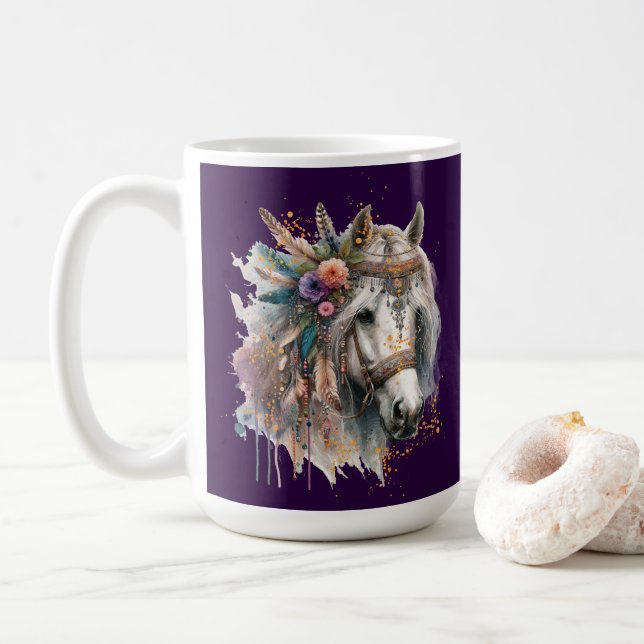 Vacker Boho-häst Kaffemugg (Med munk)