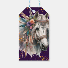 Vacker Boho-häst Presentetikett