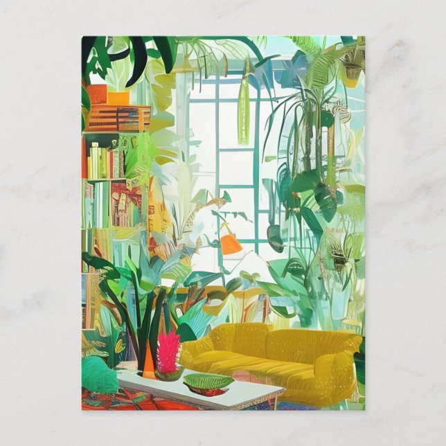 Vacker Boho Leving Room-vykort Vykort (Framsida)