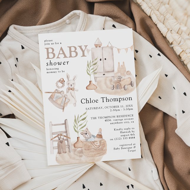 Vacker Boho Nursery Boy Shower-inbjudan Inbjudningar (Skapare uppladdad)