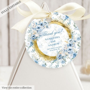 Vacker Boho Pastel Blue Guld Bröllop Tack Gåvor Etiketter