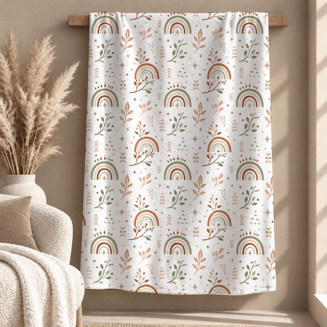 Vacker Boho-regnbågsformad jordtonad filt (Beautiful Boho Rainbow Shapes Earthy Tone Blanket)