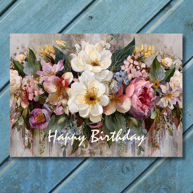 Vacker Boho Vildblomma Blommig Födelsedag Kort (Beautiful Boho Wildflower Floral Birthday Card Front)