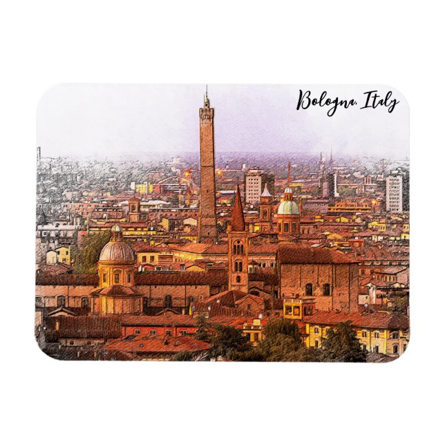 Vacker Bologna Italien Panorama View Magnet (Horisontell)