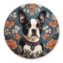 Vacker Boston Terrier William Morris Inspirerad Knopp