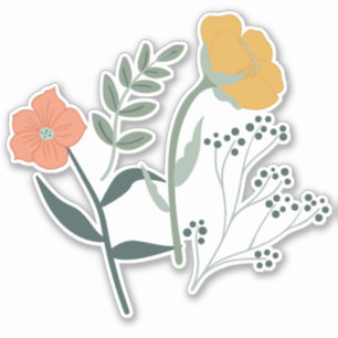 Vacker botanisk blommönster klistermärken