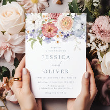 Vacker botanisk blomster vattenfärg bröllop