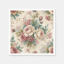 Vacker botanisk chintz engelsk ros mönster