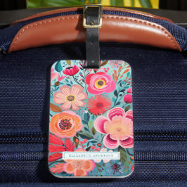 Vacker botanisk flickig blommig mönster bagagebricka