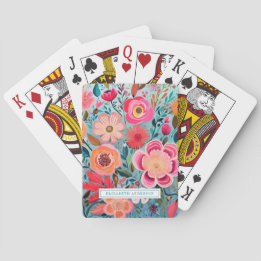 Vacker botanisk flickig blommig mönster casinokort