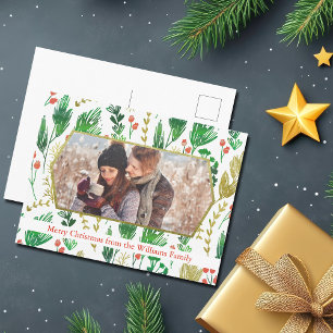 Vacker botanisk jul familjefoto modern vykort