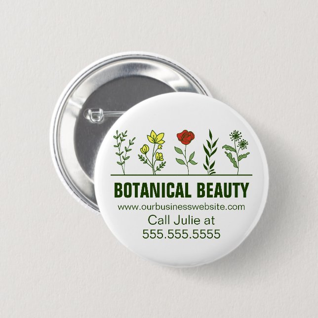 Vacker botanisk spa-salong Blommig verksamhet Knapp (Framsida & baksida)