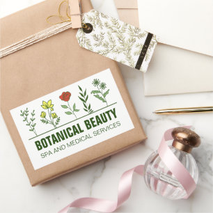 Vacker botanisk spa-salong Grön blomster Rektangulärt Klistermärke