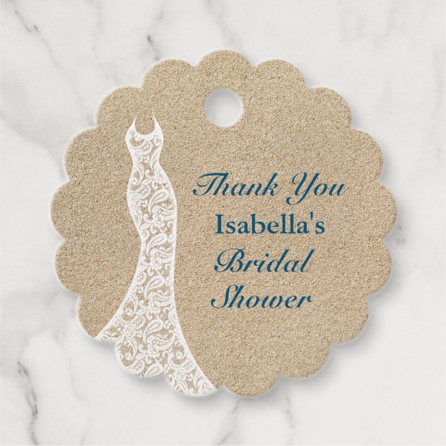 Vacker Bröllopsfest vid Stranden Tack Gåvor Etiketter (Framsida)