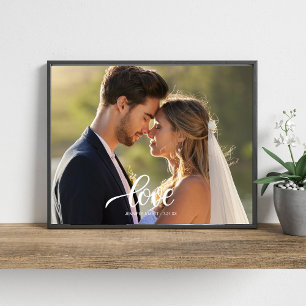Vacker Bröllopsfoto Väggkonst med Elegant Skrift Fototryck