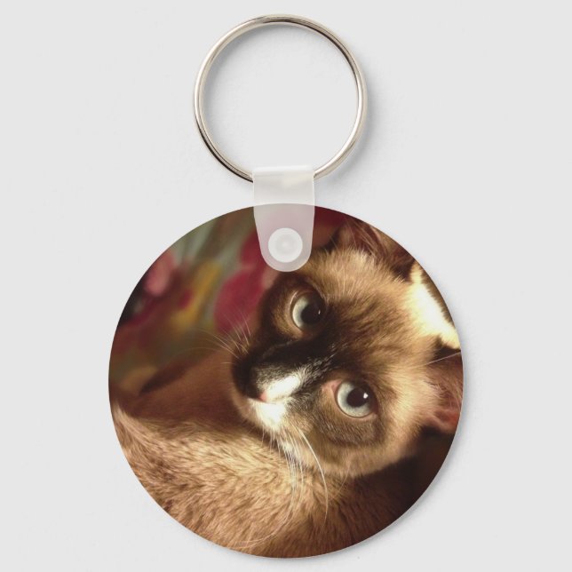 Vacker Brown Cat Nyckelring (Framsida)