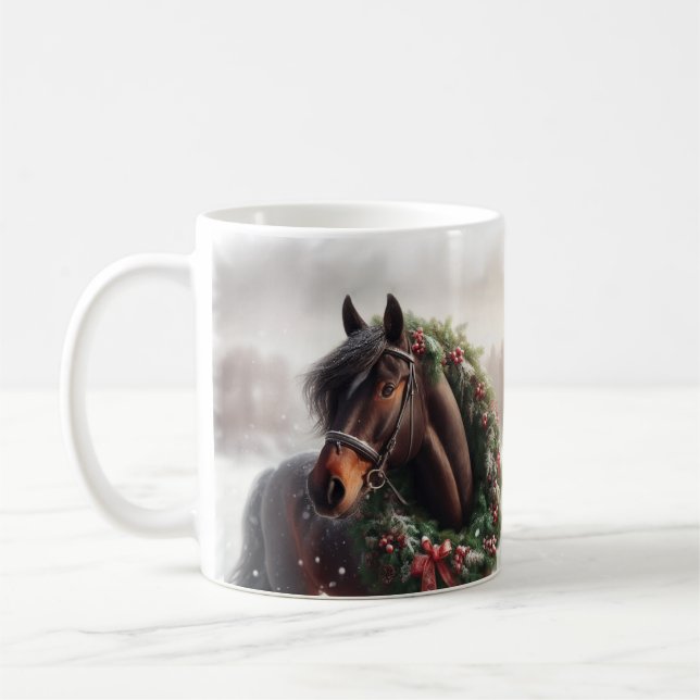 Vacker Brown Horse Equestrian Animal Kärlek Kaffemugg (Vänster)