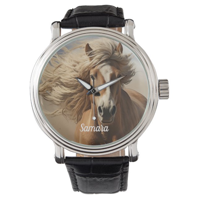 Vacker Brown Horse Running Armbandsur (Framsida)