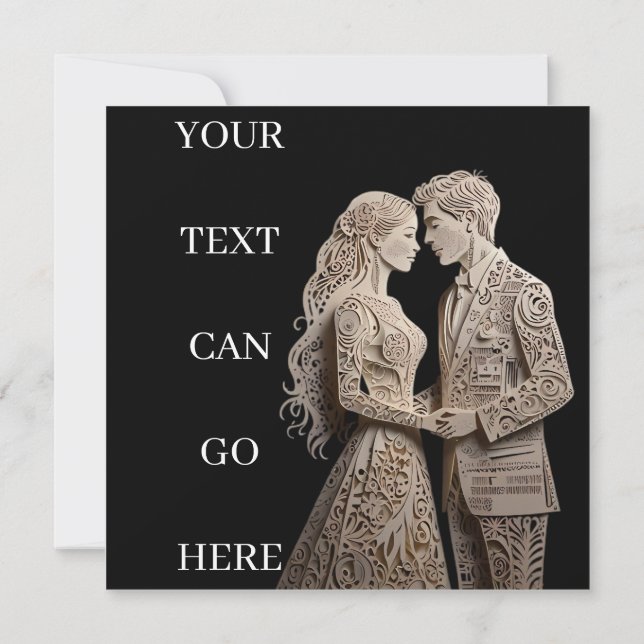 Vacker brud och brudgum som står vid havet inbjudningar (Baksida)