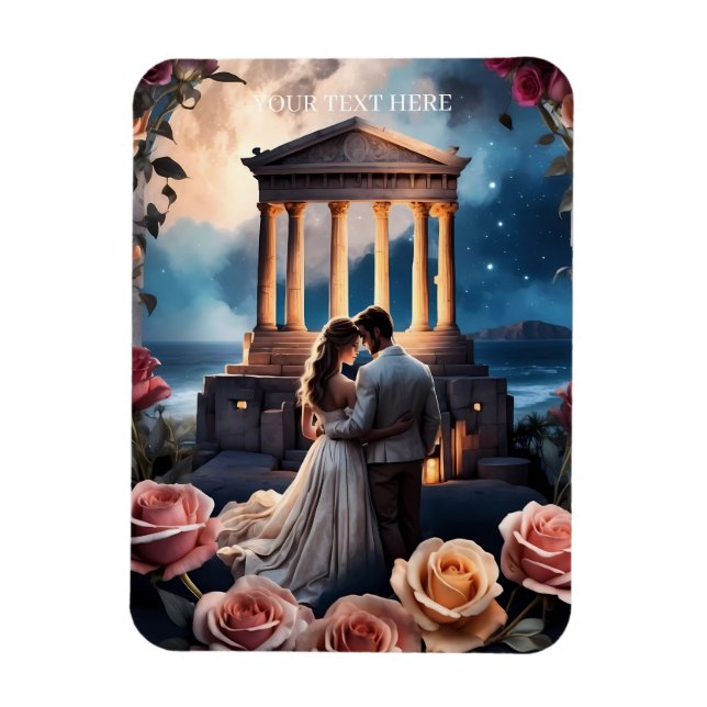 Vacker brud och brudgum som står vid havet magnet (Vertikal)