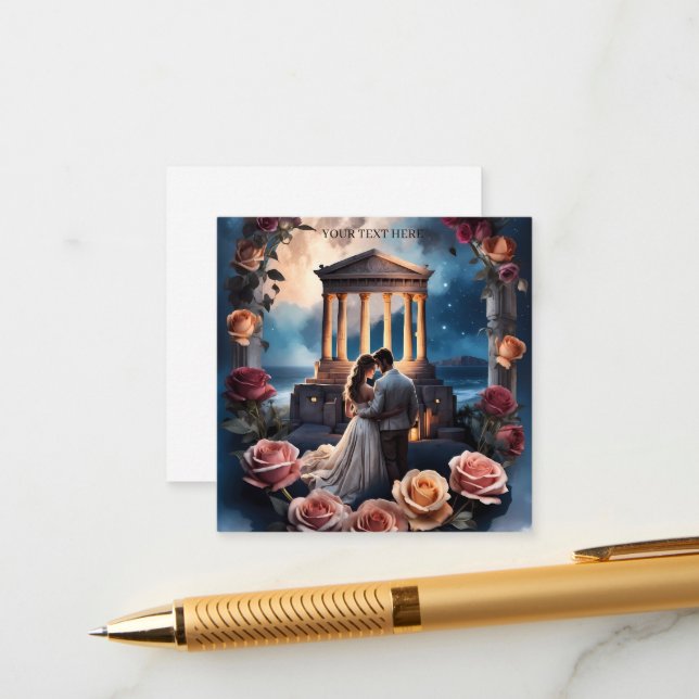 Vacker brud och brudgum som står vid havet tilläggskort (Fram/Back In Situ)