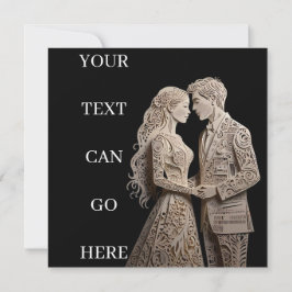 Vacker brud och brudgumme som står vid havet inbjudningar